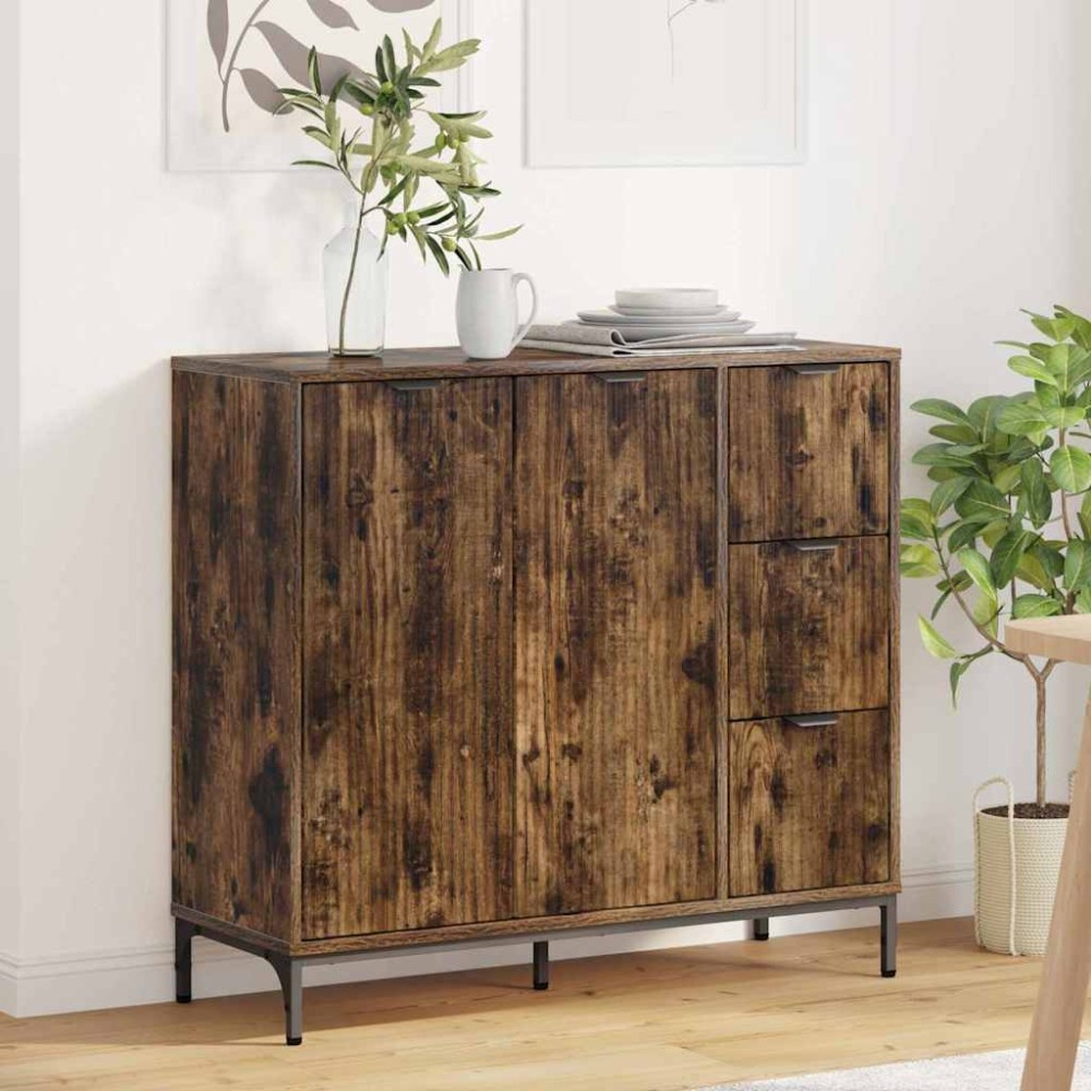 vidaXL Πλαϊνό γραφείο Καπνιστό Δρύς 89,5 x 33 x 82 εκ.