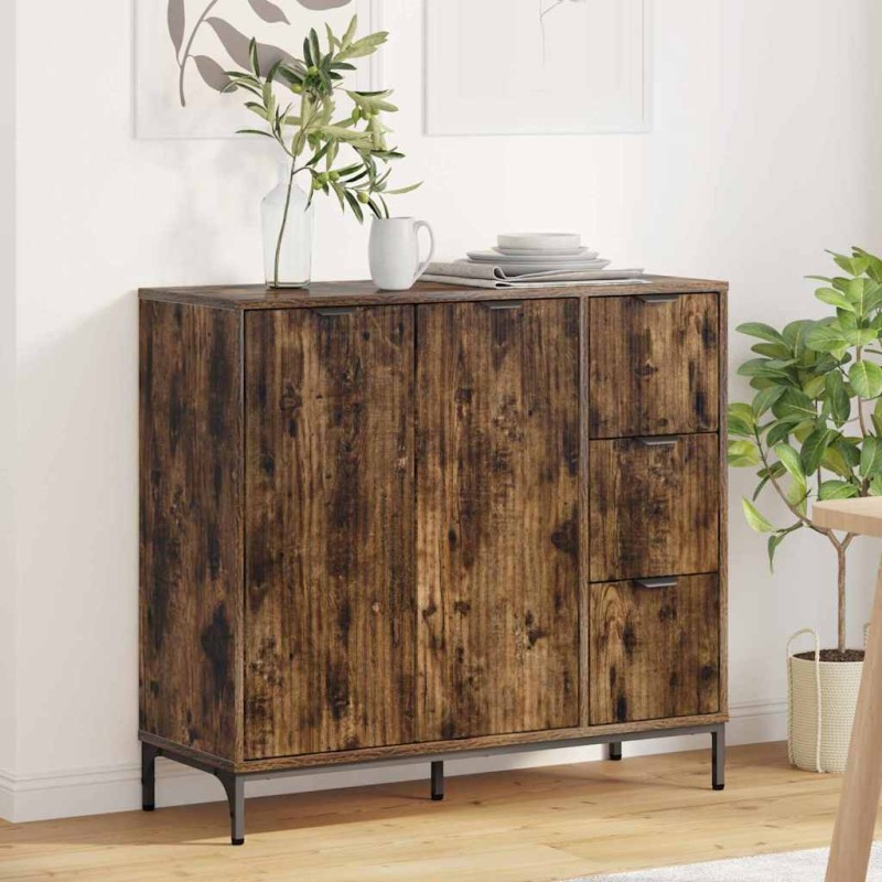 vidaXL Πλαϊνό γραφείο Καπνιστό Δρύς 89,5 x 33 x 82 εκ.