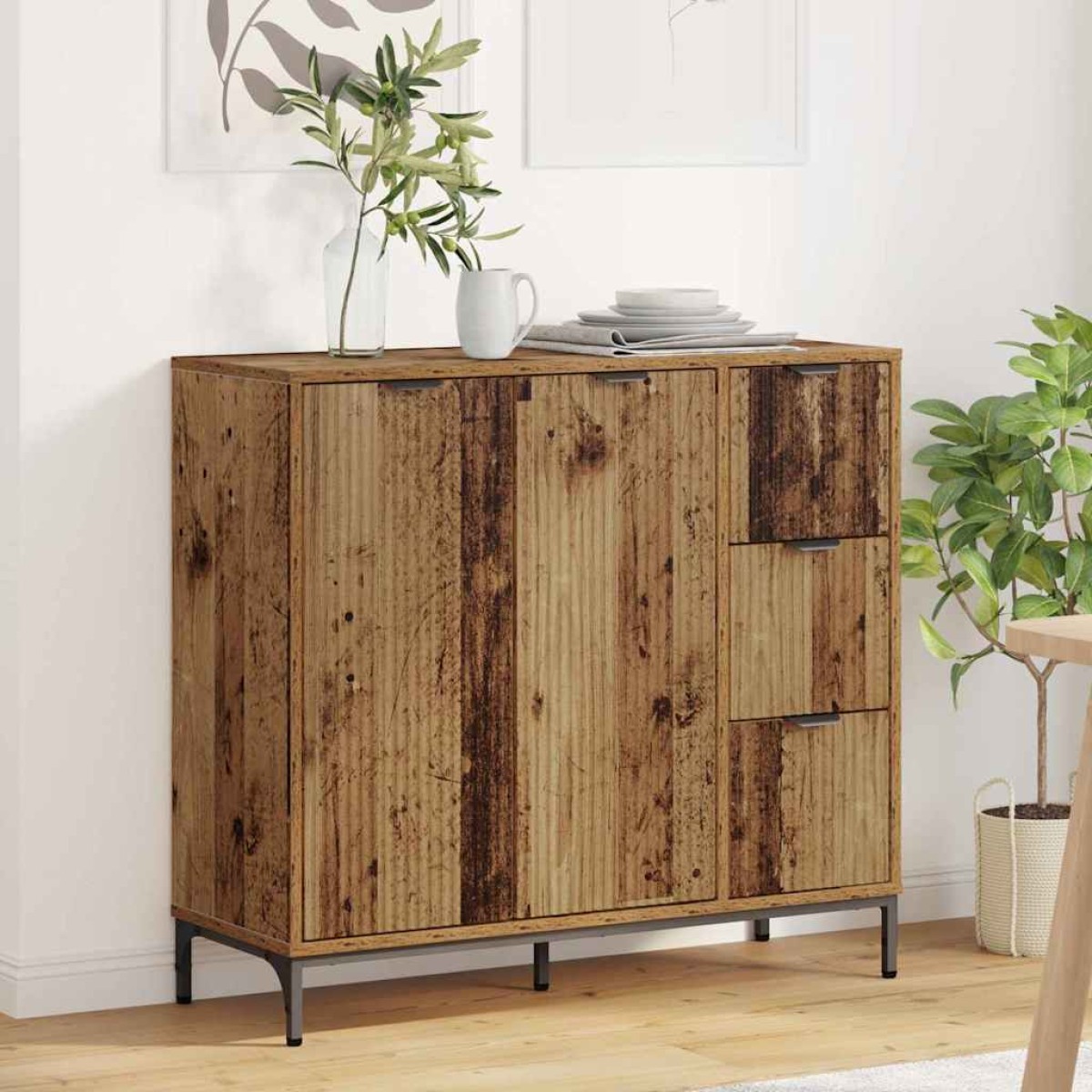 vidaXL Πλαϊνό γραφείο Παλιό ξύλο 89,5 x 33 x 82 εκ. Επεξεργασμένο Ξύλο