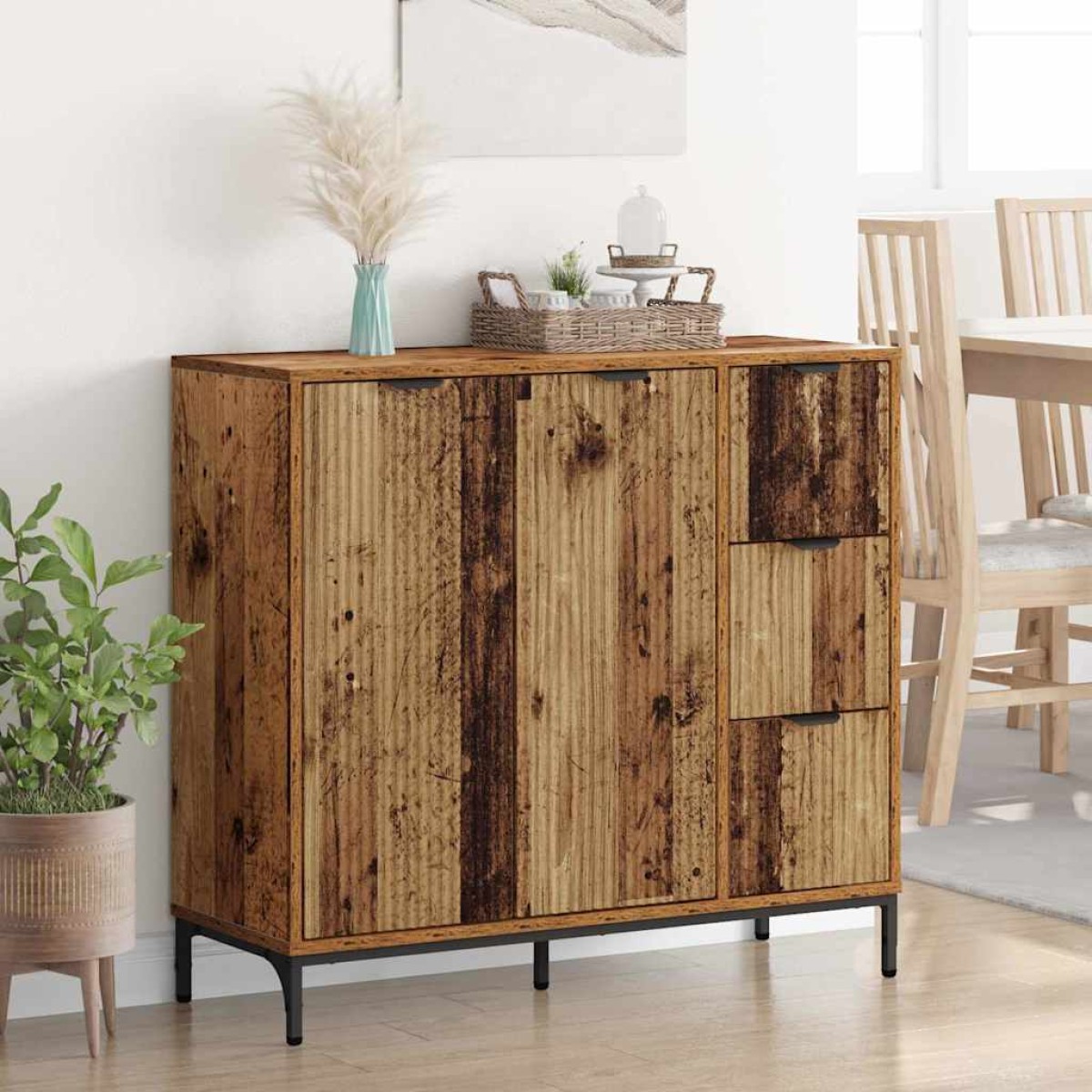 vidaXL Πλαϊνό γραφείο Παλιό ξύλο 89,5 x 33 x 82 εκ. Επεξεργασμένο Ξύλο