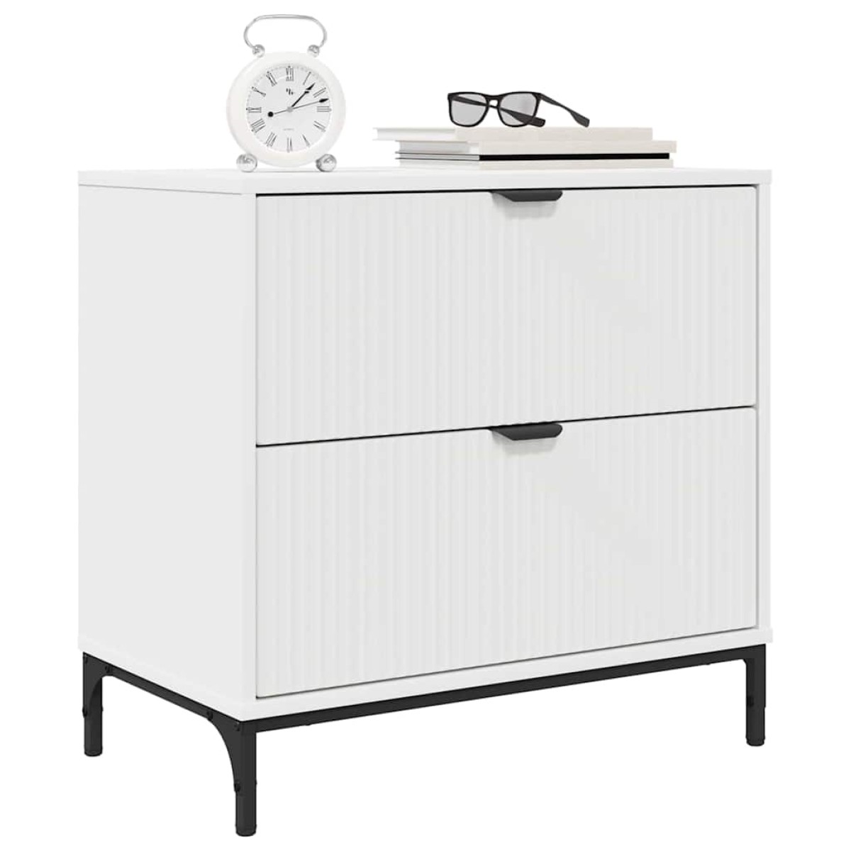 vidaXL Κομοδίνο Λευκό 63.5 x 36 x 61 εκ Επεξεργασμένο ξύλο