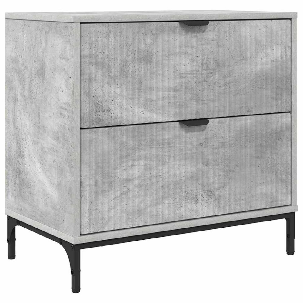 vidaXL Κομοδίνο Γκρι σκυροδέματος 63.5 x 36 x 61 εκ Επεξεργασμένο ξύλο