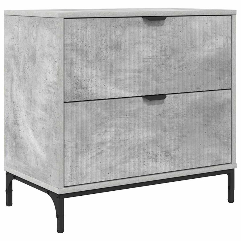 vidaXL Κομοδίνο Γκρι σκυροδέματος 63.5 x 36 x 61 εκ Επεξεργασμένο ξύλο