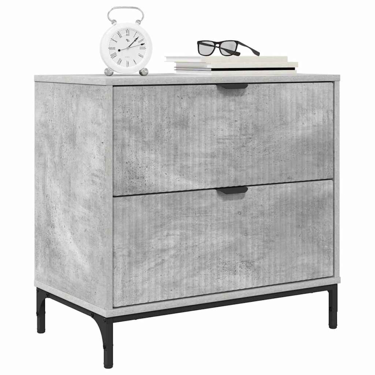 vidaXL Κομοδίνο Γκρι σκυροδέματος 63.5 x 36 x 61 εκ Επεξεργασμένο ξύλο