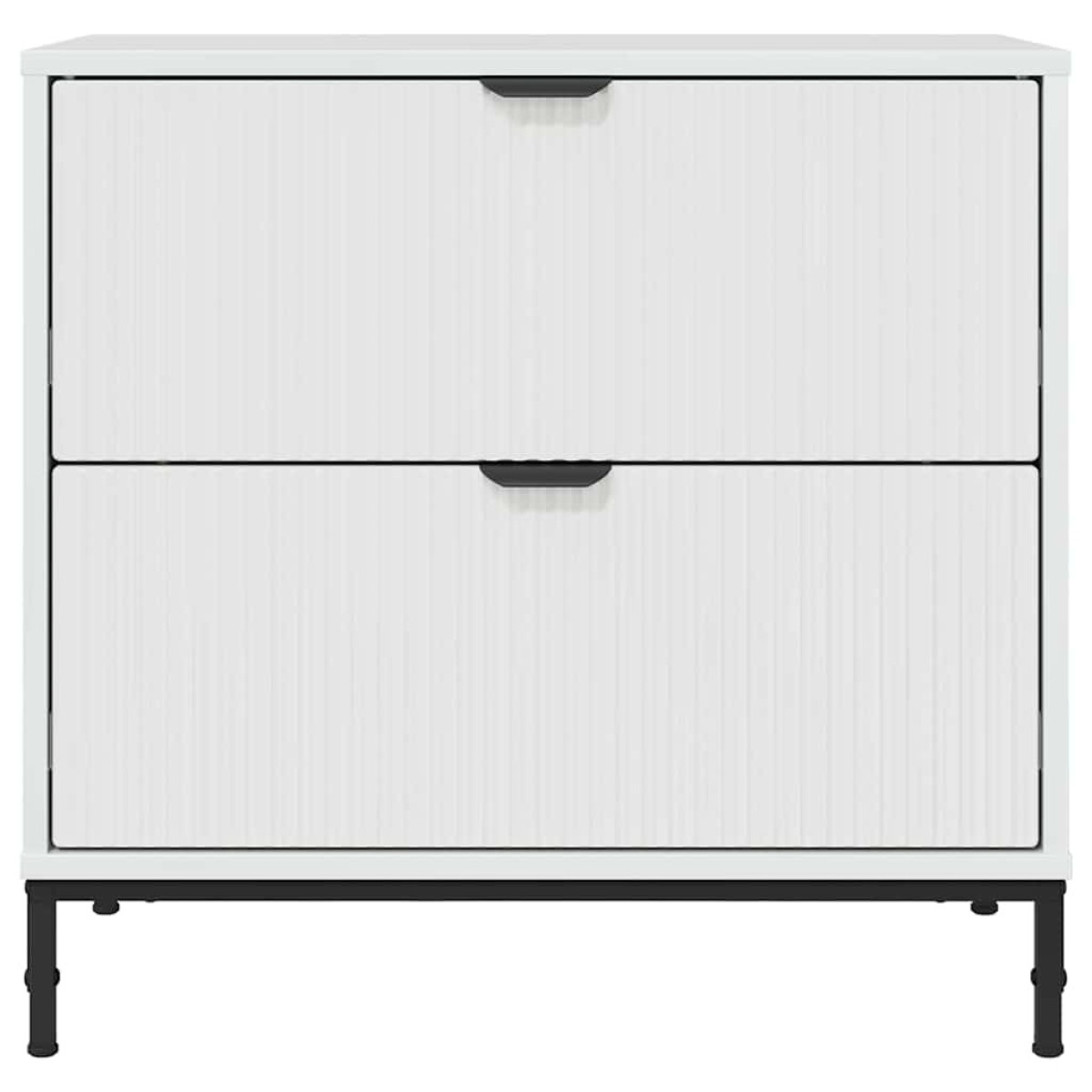 vidaXL Κομοδίνο Γυαλιστερό λευκό 63.5 x 36 x 61 εκ Επεξεργασμένο ξύλο