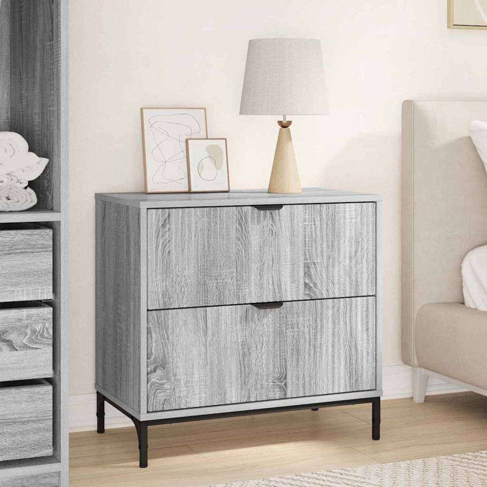 vidaXL Κομοδίνο Γκρι sonoma 63.5 x 36 x 61 εκ Επεξεργασμένο ξύλο
