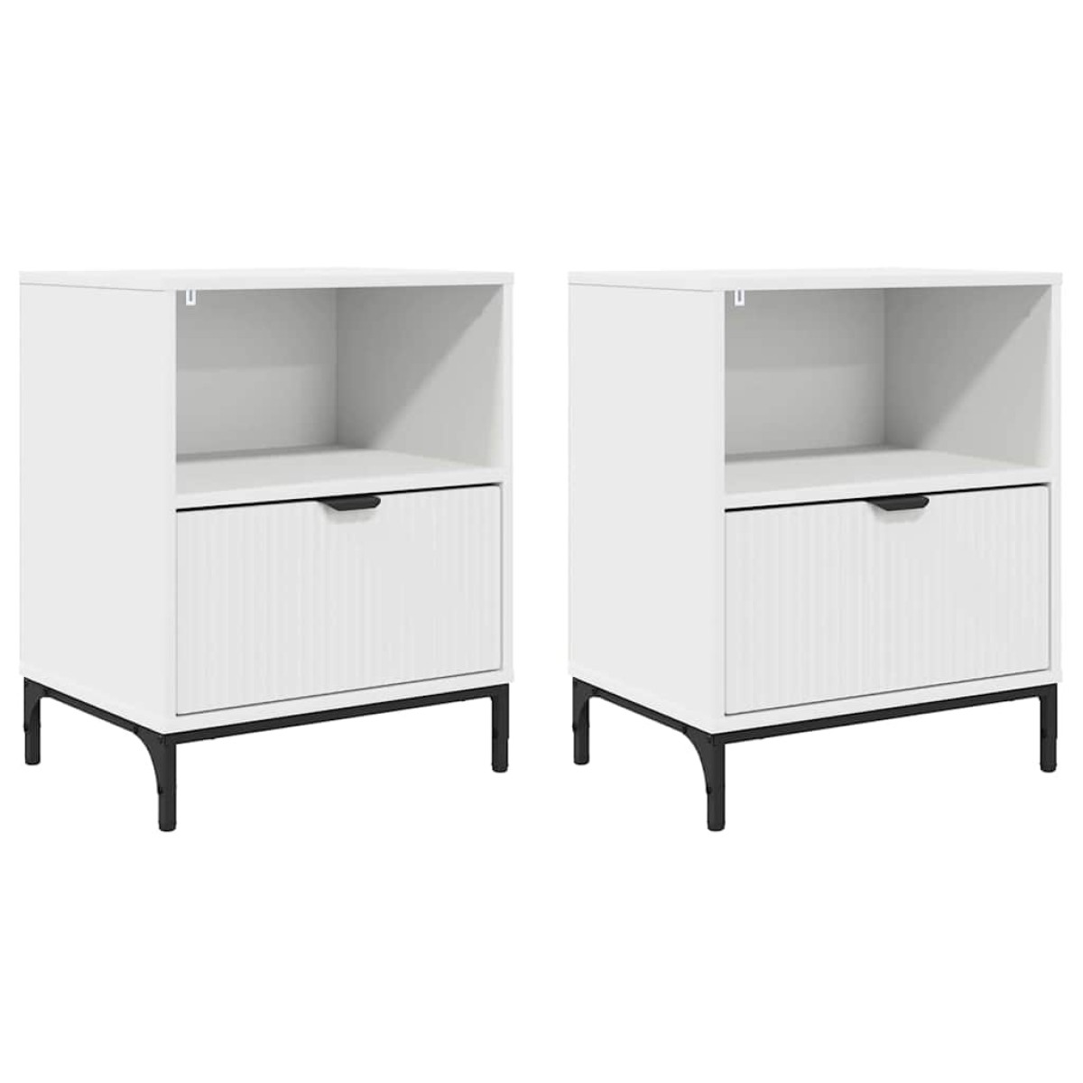 vidaXL Κομοδίνο 2 τεμ. Λευκό 49 x 36 x 61 εκ Επεξεργασμένο ξύλο