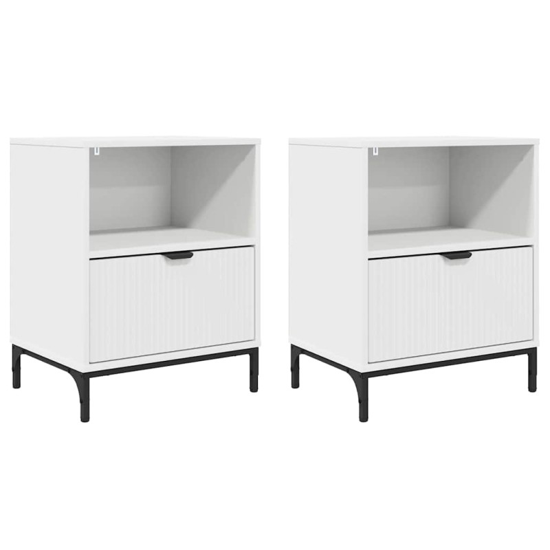 vidaXL Κομοδίνο 2 τεμ. Λευκό 49 x 36 x 61 εκ Επεξεργασμένο ξύλο