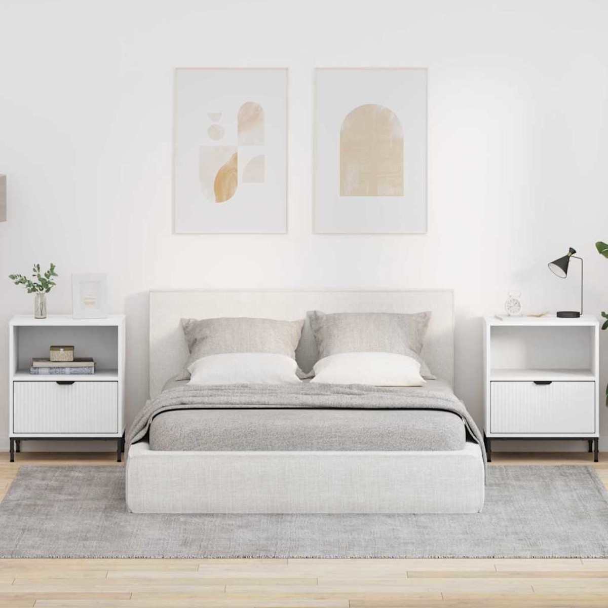 vidaXL Κομοδίνο 2 τεμ. Λευκό 49 x 36 x 61 εκ Επεξεργασμένο ξύλο