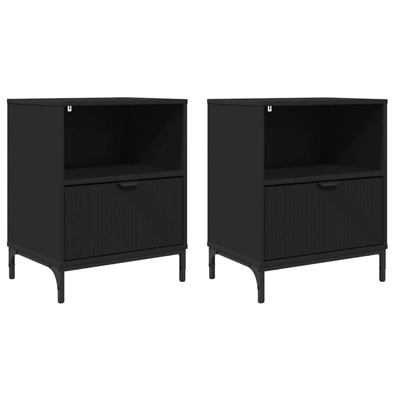 vidaXL Κομοδίνο 2 τεμ. Μαύρο 49 x 36 x 61 εκ Επεξεργασμένο ξύλο