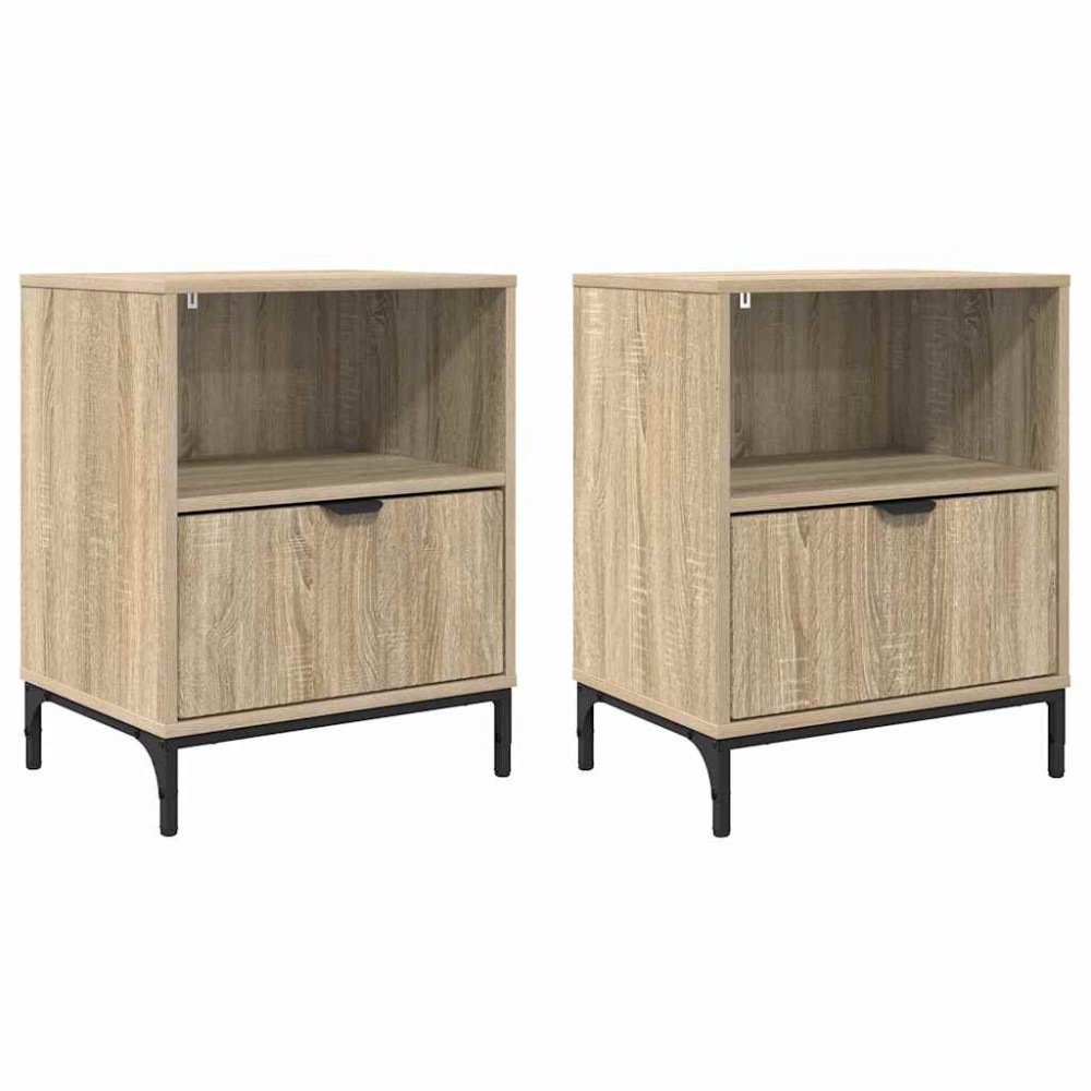 vidaXL Κομοδίνο 2 τεμ. Sonoma Δρυς 49 x 36 x 61 εκ Επεξεργασμένο ξύλο