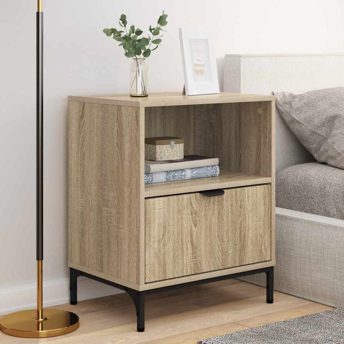vidaXL Κομοδίνο 2 τεμ. Sonoma Δρυς 49 x 36 x 61 εκ Επεξεργασμένο ξύλο