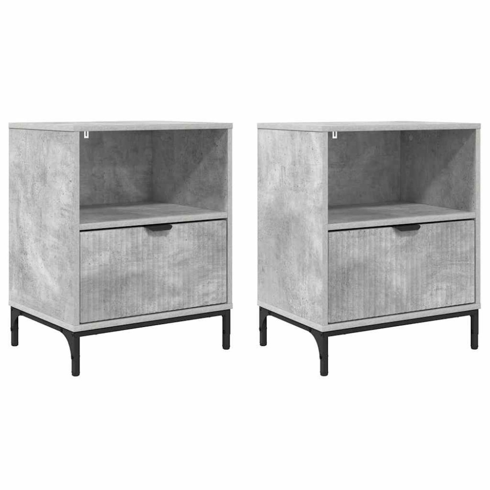 vidaXL Κομοδίνο 2 τεμ. Γκρι σκυροδέματος 49 x 36 x 61 εκ