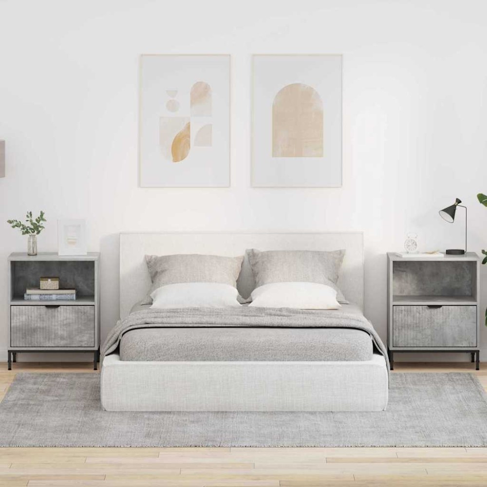 vidaXL Κομοδίνο 2 τεμ. Γκρι σκυροδέματος 49 x 36 x 61 εκ