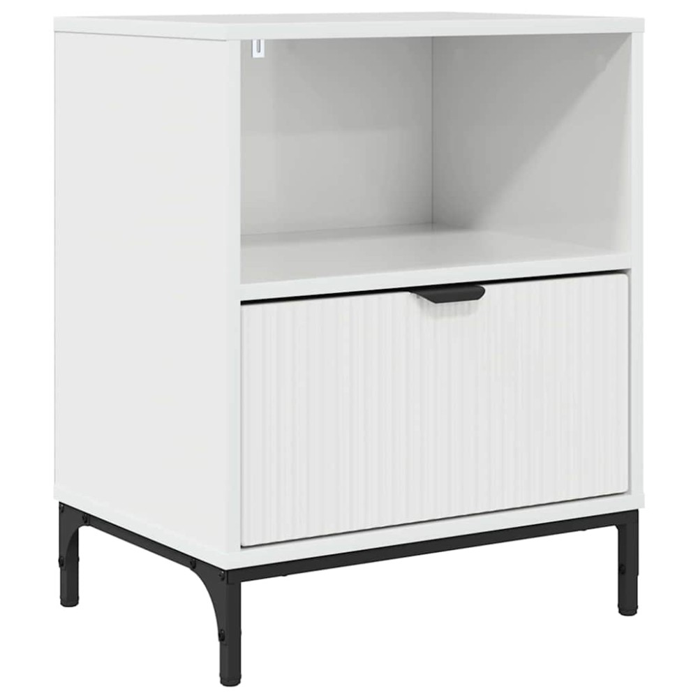 vidaXL Κομοδίνο Γυαλιστερό λευκό 49 x 36 x 61 εκ Επεξεργασμένο ξύλο