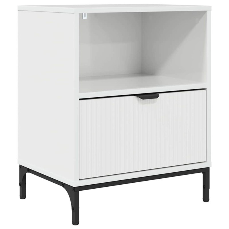 vidaXL Κομοδίνο Γυαλιστερό λευκό 49 x 36 x 61 εκ Επεξεργασμένο ξύλο