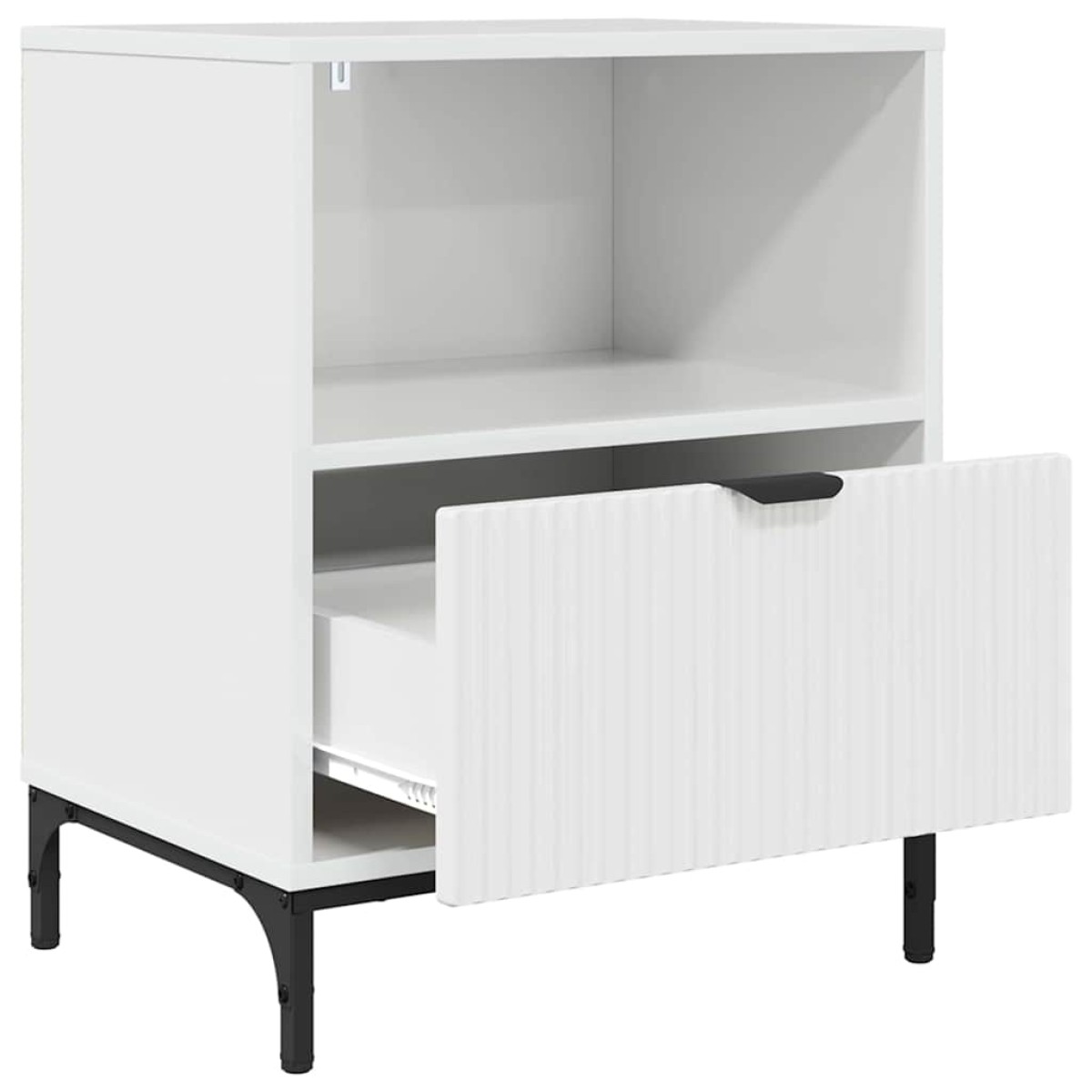 vidaXL Κομοδίνο Γυαλιστερό λευκό 49 x 36 x 61 εκ Επεξεργασμένο ξύλο