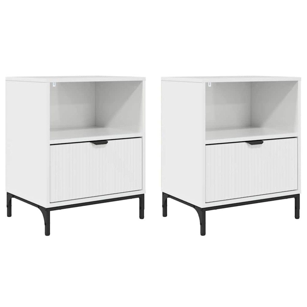 vidaXL Κομοδίνο 2 τεμ. Γυαλιστερό λευκό 49 x 36 x 61 εκ
