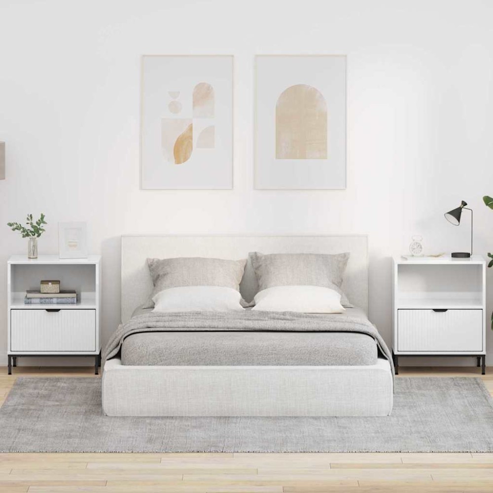 vidaXL Κομοδίνο 2 τεμ. Γυαλιστερό λευκό 49 x 36 x 61 εκ