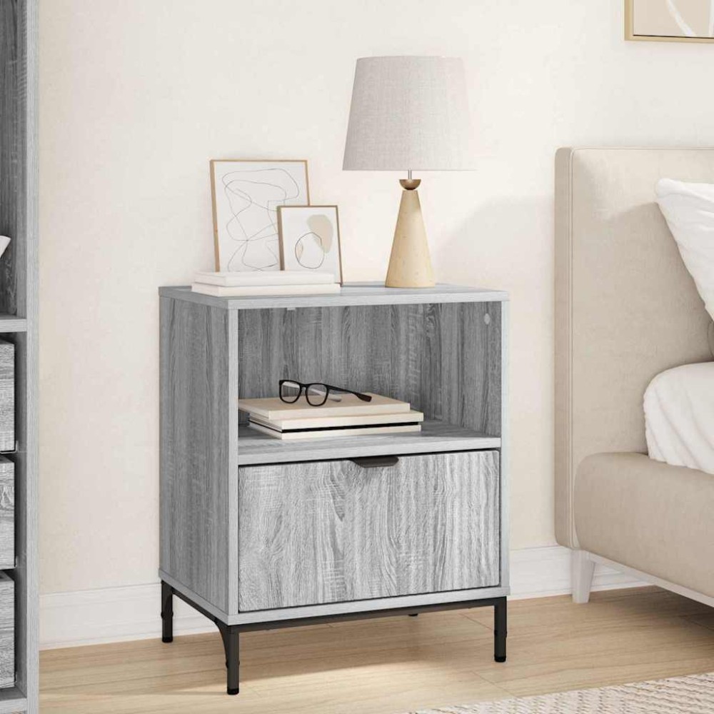 vidaXL Κομοδίνο Γκρι sonoma 49 x 36 x 61 εκ Επεξεργασμένο ξύλο