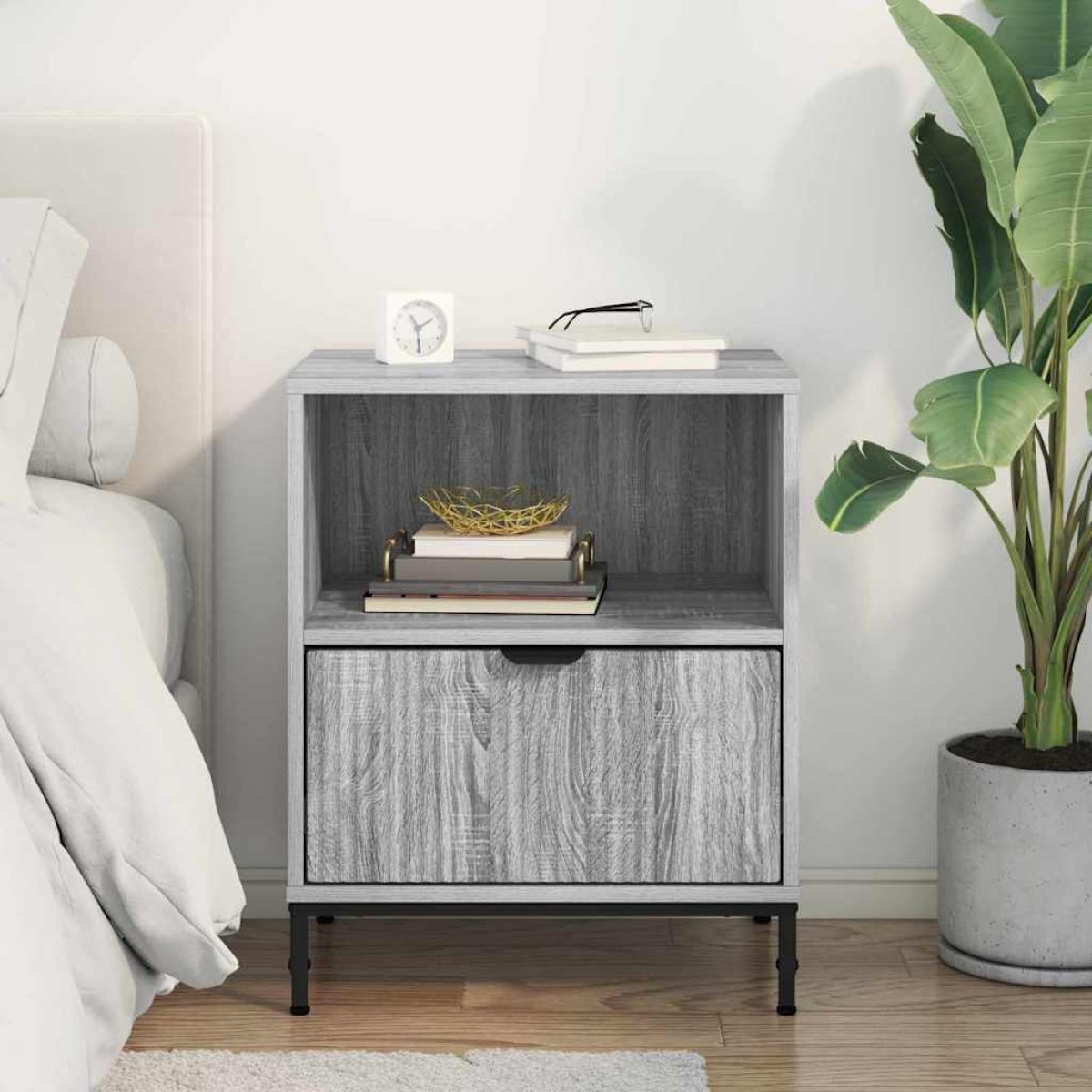 vidaXL Κομοδίνο Γκρι sonoma 49 x 36 x 61 εκ Επεξεργασμένο ξύλο