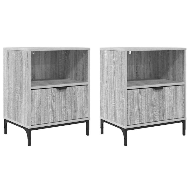 vidaXL Κομοδίνο 2 τεμ. Γκρι sonoma 49 x 36 x 61 εκ Επεξεργασμένο ξύλο