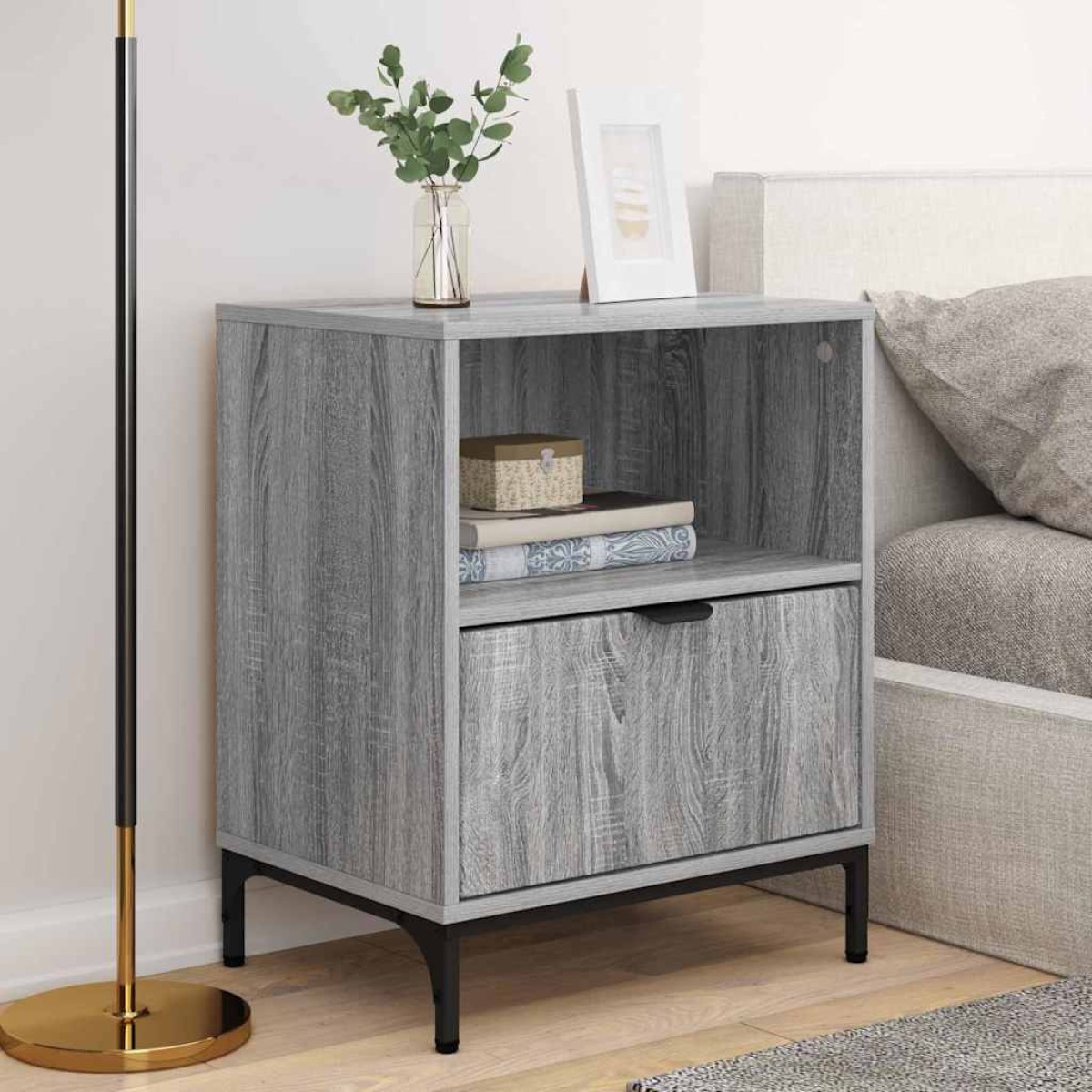 vidaXL Κομοδίνο 2 τεμ. Γκρι sonoma 49 x 36 x 61 εκ Επεξεργασμένο ξύλο