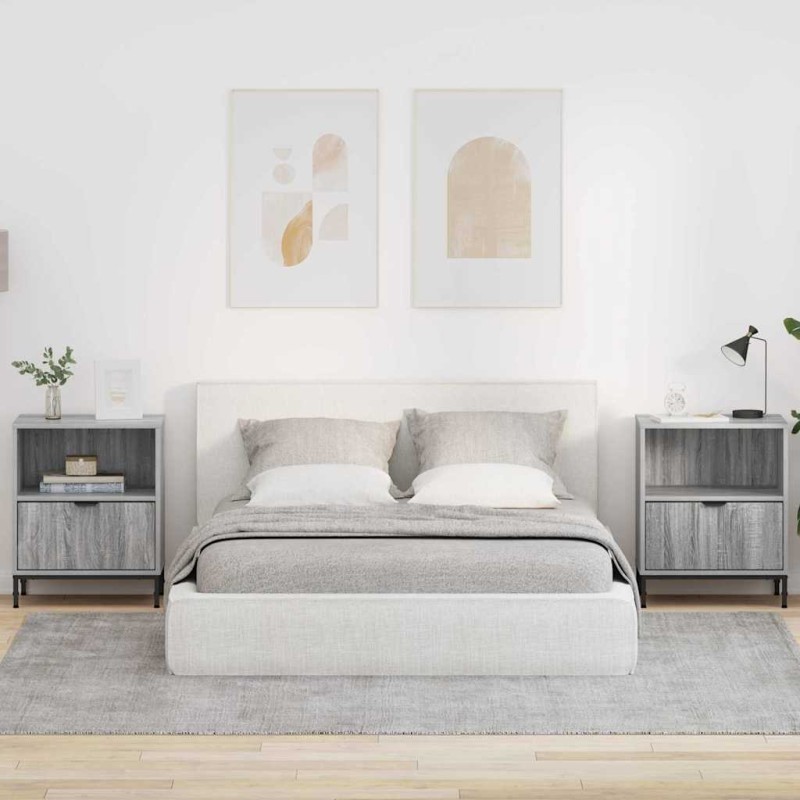 vidaXL Κομοδίνο 2 τεμ. Γκρι sonoma 49 x 36 x 61 εκ Επεξεργασμένο ξύλο