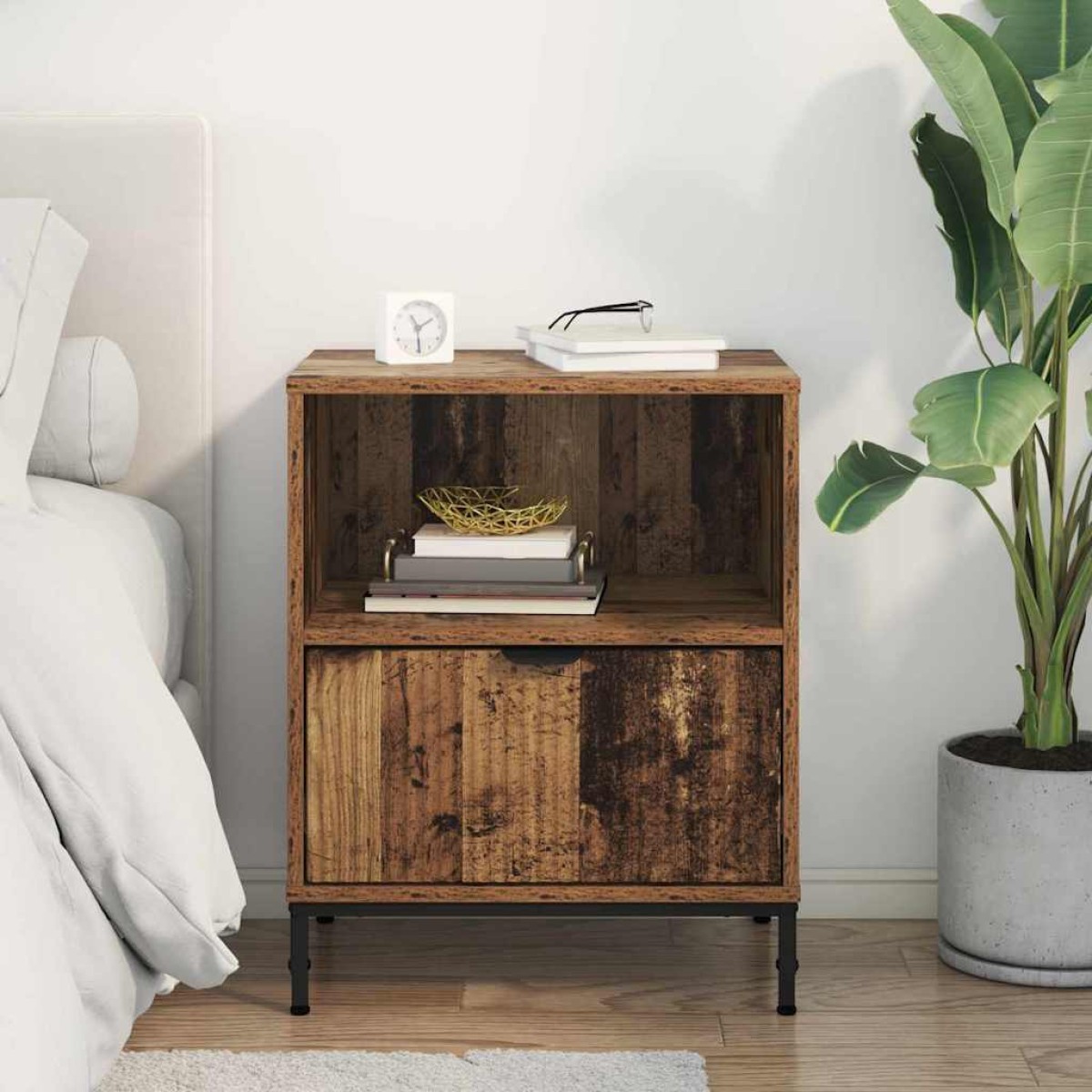 vidaXL Κομοδίνο Παλαιό ξύλο 49 x 36 x 61 εκ Επεξεργασμένο ξύλο