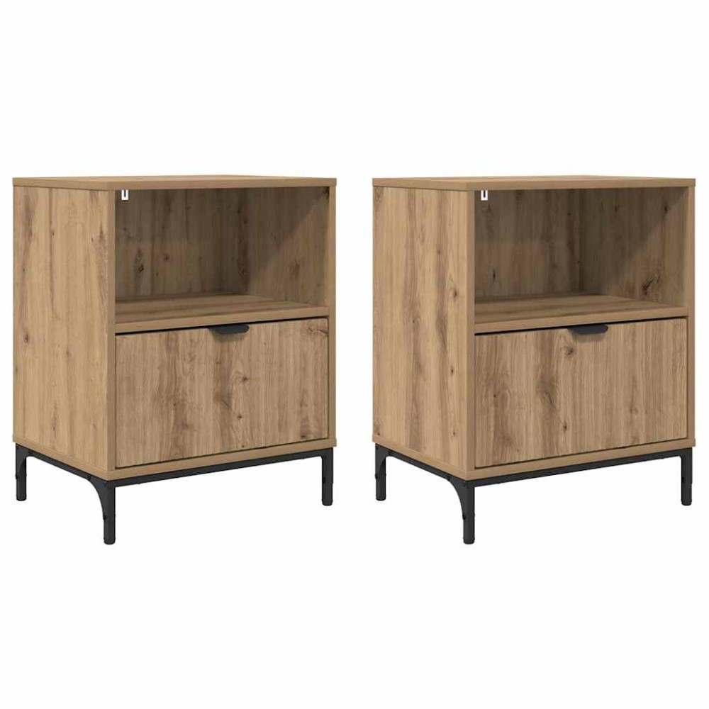 vidaXL Κομοδίνο 2 τεμ. artisan δρυς 49 x 36 x 61 εκ Επεξεργασμένο ξύλο
