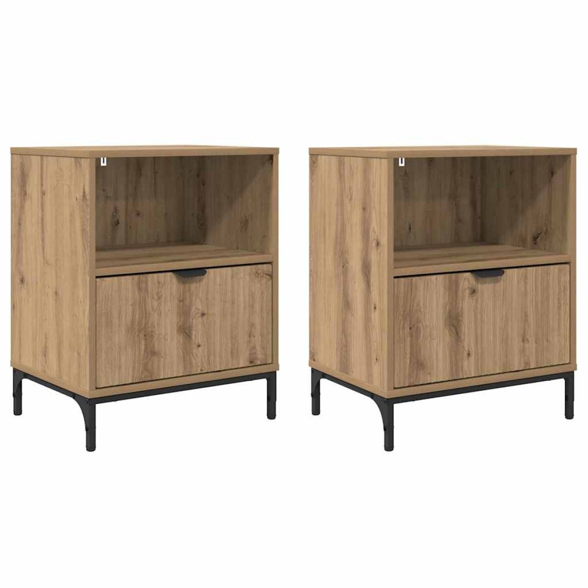 vidaXL Κομοδίνο 2 τεμ. artisan δρυς 49 x 36 x 61 εκ Επεξεργασμένο ξύλο