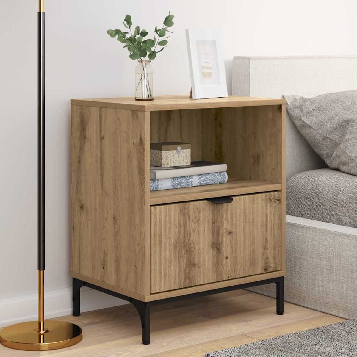 vidaXL Κομοδίνο 2 τεμ. artisan δρυς 49 x 36 x 61 εκ Επεξεργασμένο ξύλο