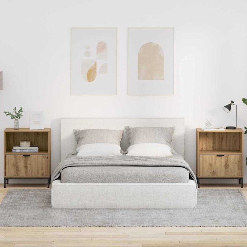 vidaXL Κομοδίνο 2 τεμ. artisan δρυς 49 x 36 x 61 εκ Επεξεργασμένο ξύλο