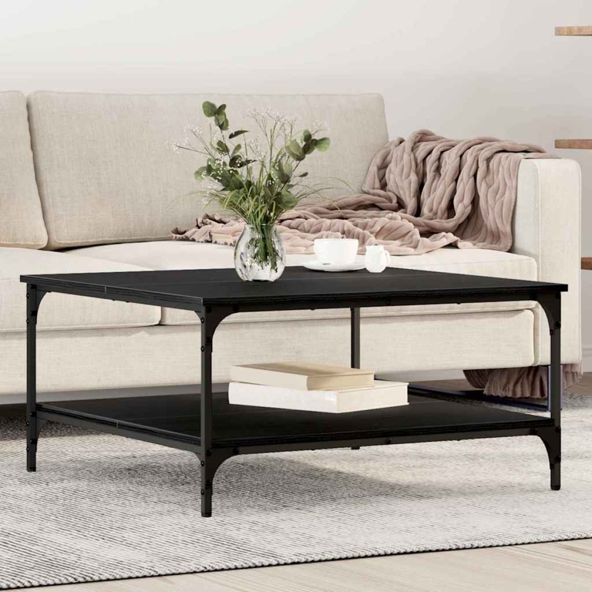 vidaXL Τραπεζάκι σαλονιού Μαύρη δρυς 80 x 80 x 40 cm