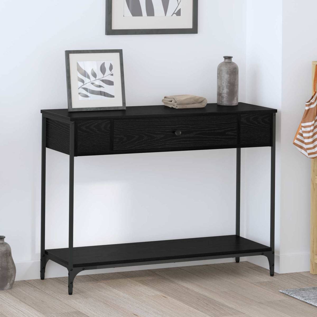 vidaXL Τραπέζι κονσόλας Μαύρη δρυς 100 x 34.5 x 75 εκ.