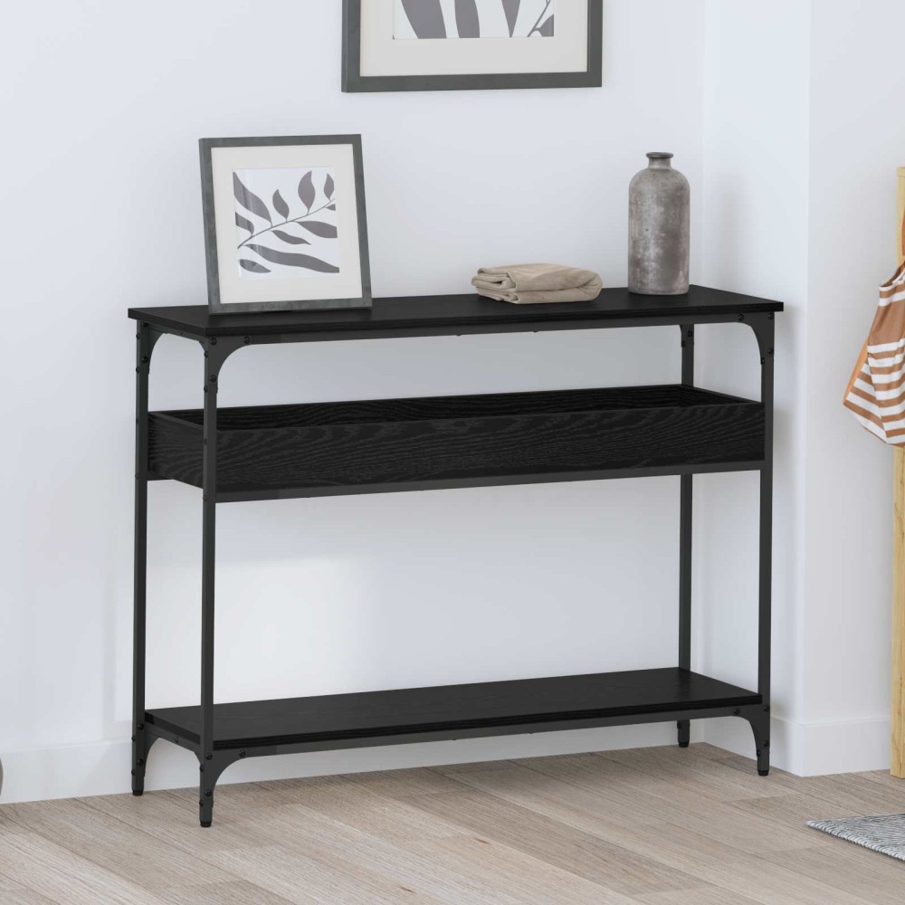 vidaXL Τραπέζι κονσόλας Μαύρη δρυς 100 x 29 x 75 εκ.