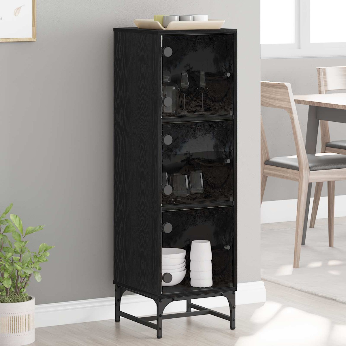 vidaXL Πλαϊνό γραφείο Μαύρη Οξυά 35 x 37 x 117 εκ.