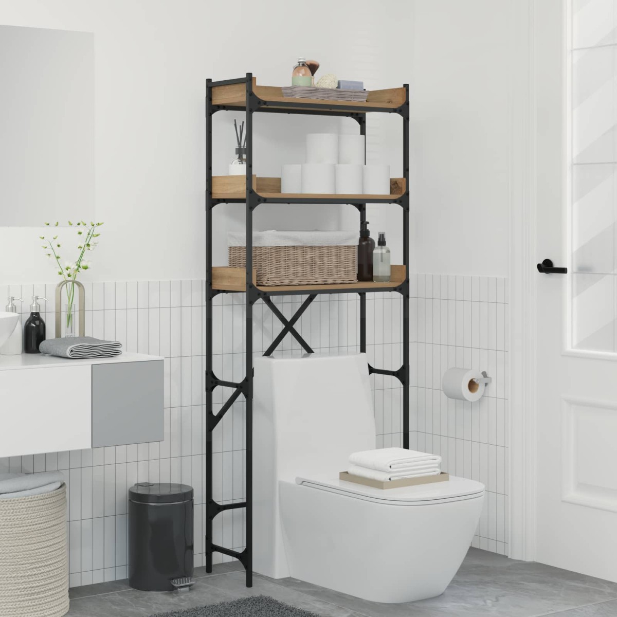 vidaXL Ράφια πλυντηρίου ρούχων με ράφι Artisan Oak 67 x 25 x 163 εκ.