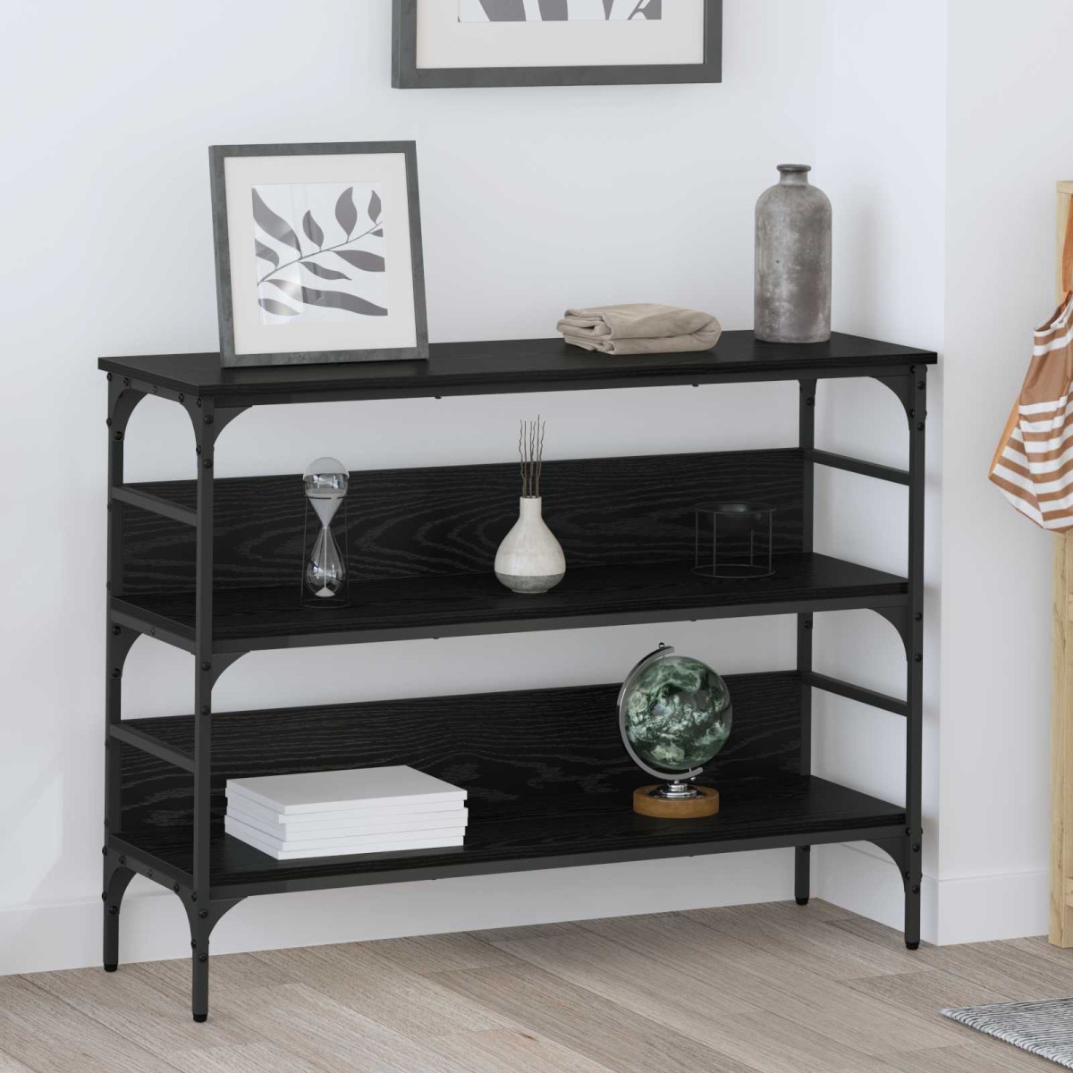 vidaXL Τραπέζι κονσόλας Μαύρη δρυς 100 x 32 x 75 εκ Επεξεργασμένο ξύλο
