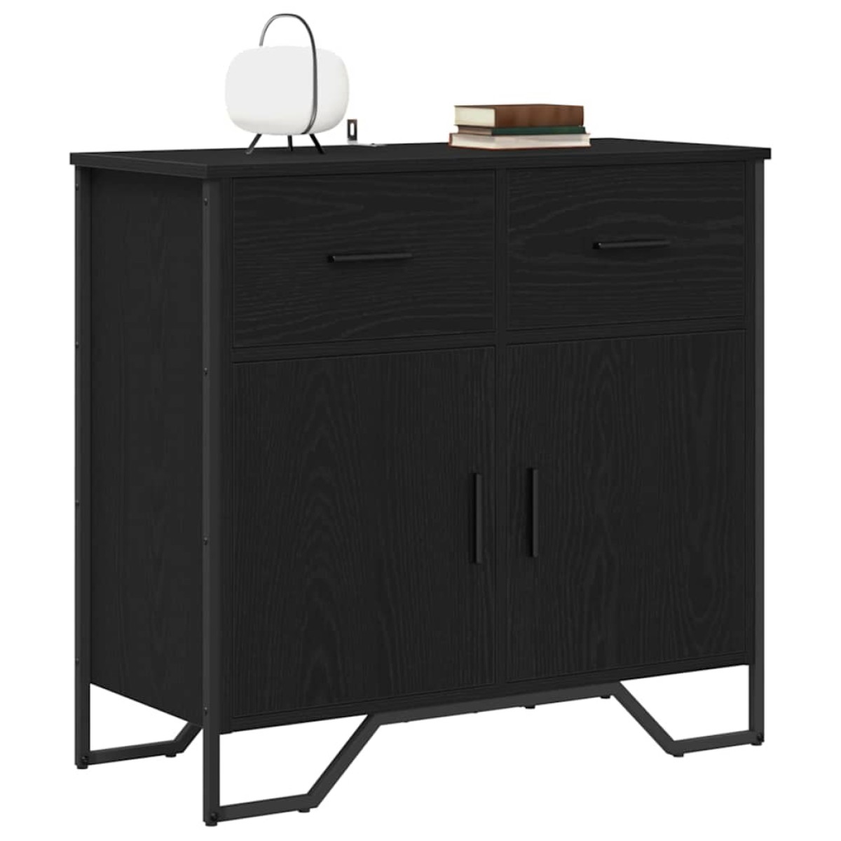 vidaXL Πλαϊνό γραφείο με συρτάρι Μαύρη Οξυά 79,5 x 35,5 x 74,5 εκ