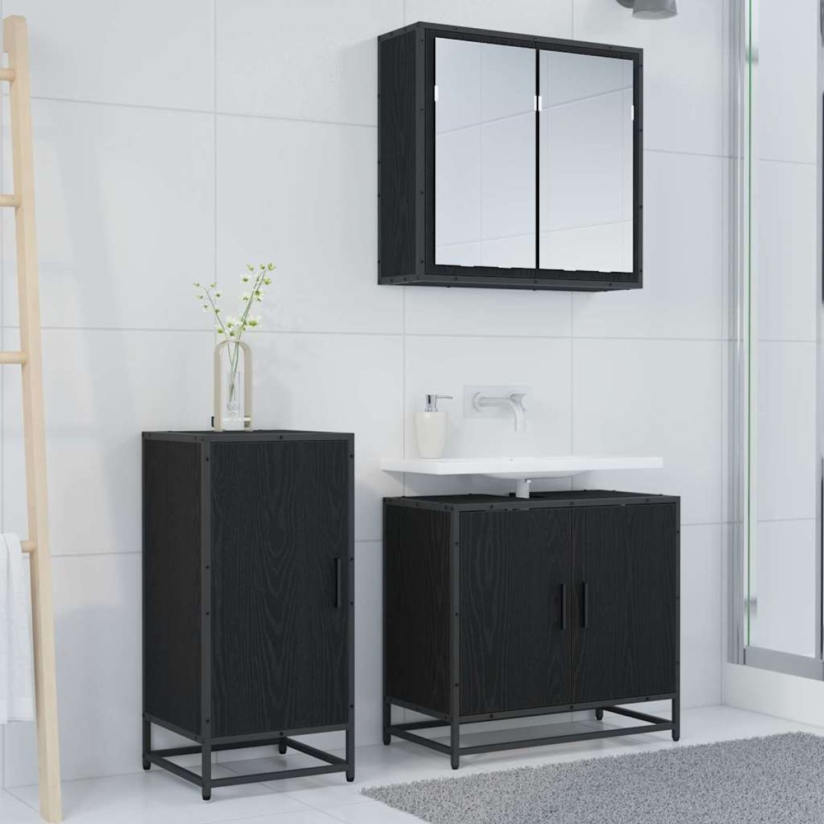 vidaXL Πλαϊνό γραφείο Μαύρη Οξυά 35,5 x 35 x 76 εκ