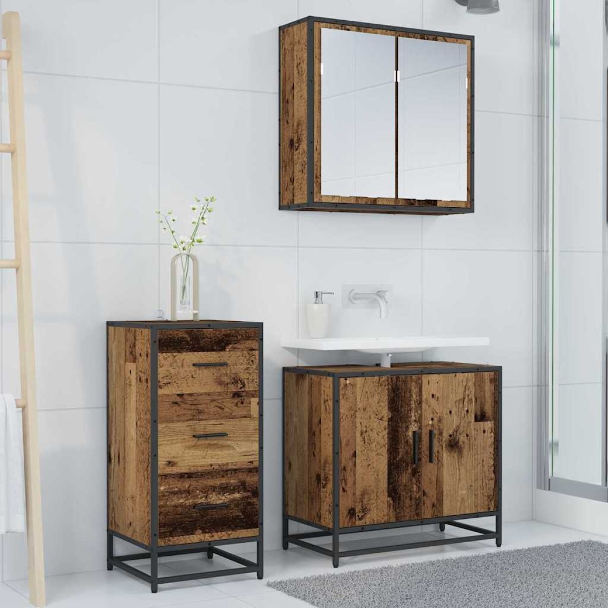 vidaXL Πλαϊνό γραφείο Παλιό ξύλο 35.5 x 35 x76 εκ