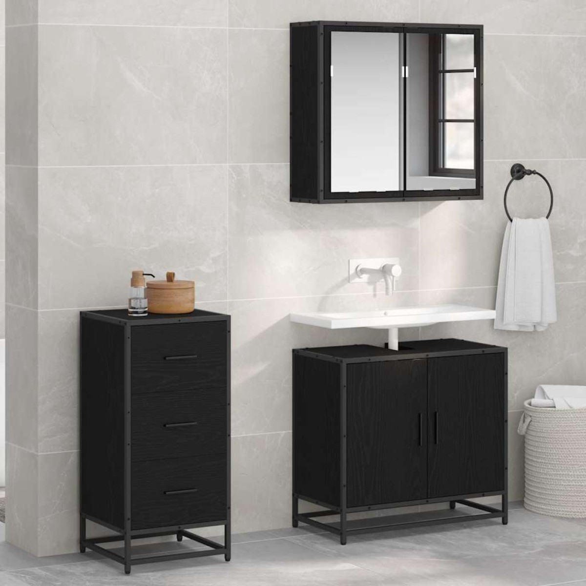 vidaXL Πλαϊνό γραφείο Μαύρη Οξυά 35.5 x 35 x76 εκ