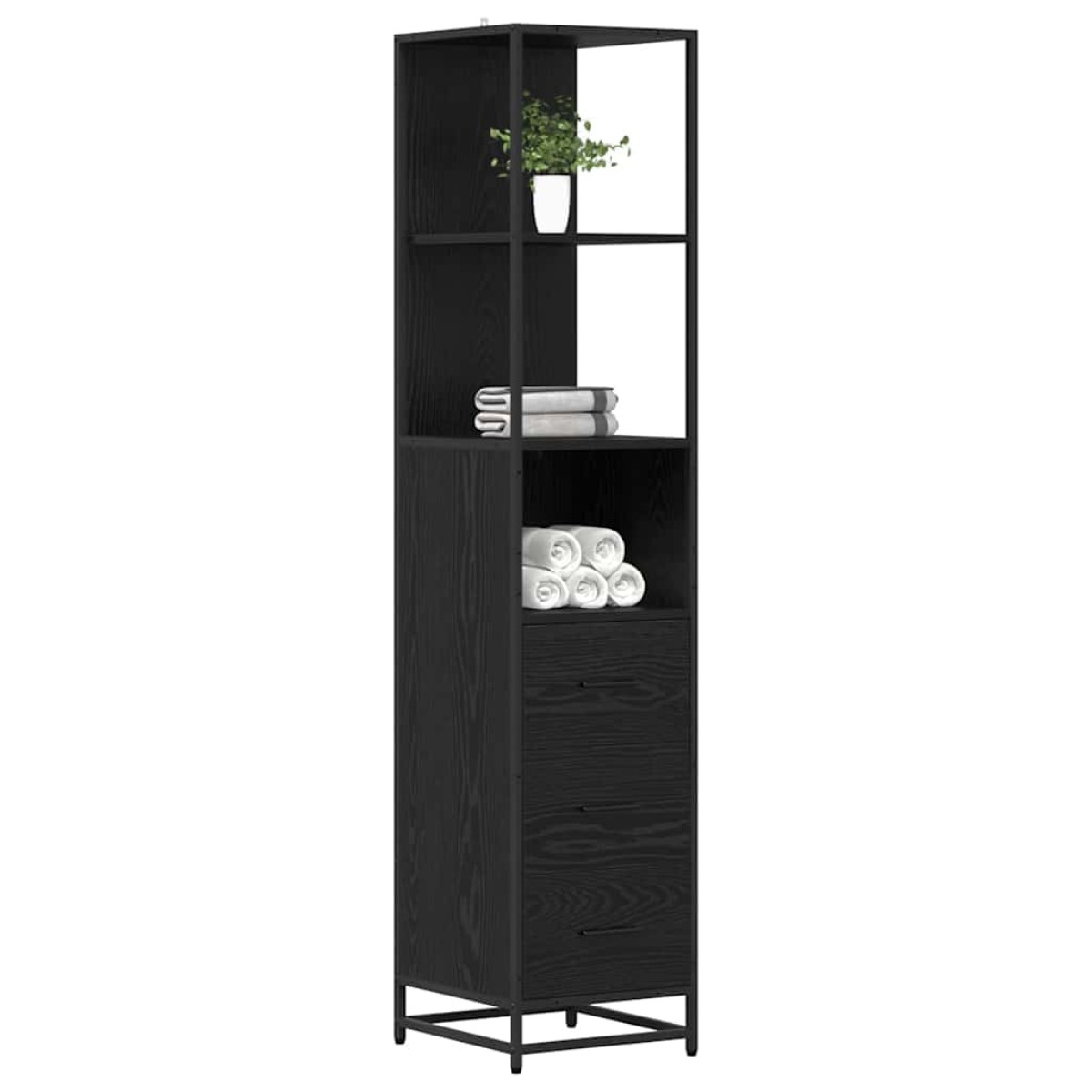 vidaXL Σετ Επίπλων Μπάνιου Μαύρη Οξυά 35 x 37,5 x 166 εκ.