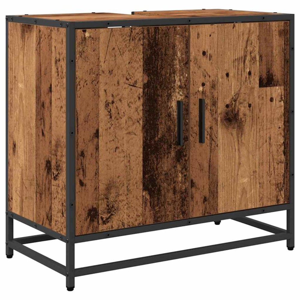 vidaXL Ντουλάπα Νιπτήρα Mπάνιου Παλιό Ξύλο 65 x 33 x 60 εκ