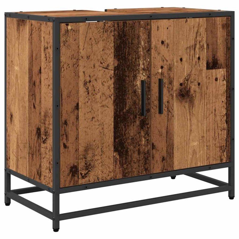 vidaXL Ντουλάπα Νιπτήρα Mπάνιου Παλιό Ξύλο 65 x 33 x 60 εκ
