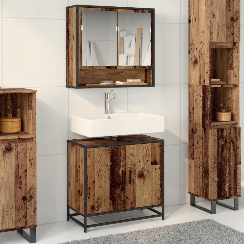 vidaXL Ντουλάπα Νιπτήρα Mπάνιου Παλιό Ξύλο 65 x 33 x 60 εκ