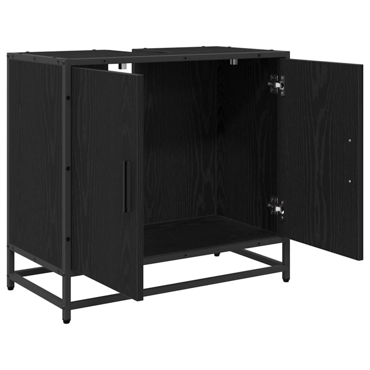 vidaXL Ντουλάπα Νιπτήρα Mπάνιου Μαύρη Οξυά 65 x 33 x 60 εκ