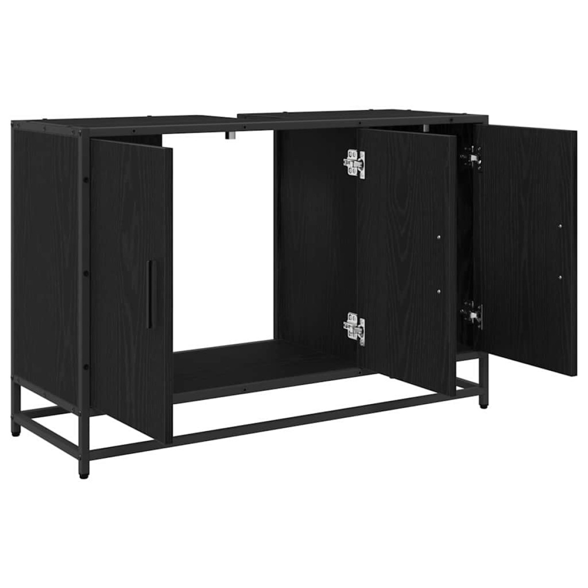 vidaXL Ντουλάπι Μπάνιου Μαύρη Οξυά 90 x 33 x 60 εκ. Επεξεργασμένο Ξύλο
