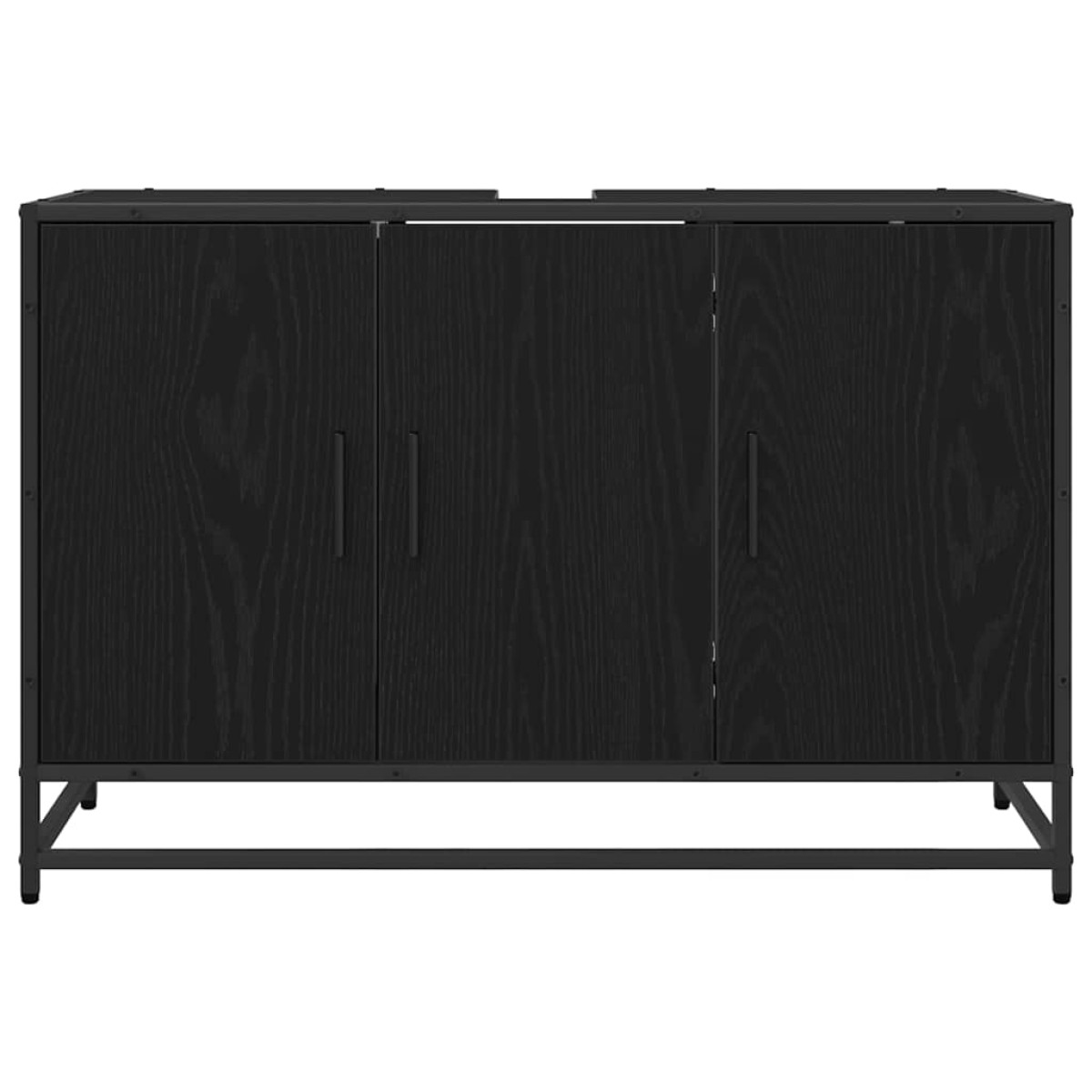 vidaXL Ντουλάπι Μπάνιου Μαύρη Οξυά 90 x 33 x 60 εκ. Επεξεργασμένο Ξύλο